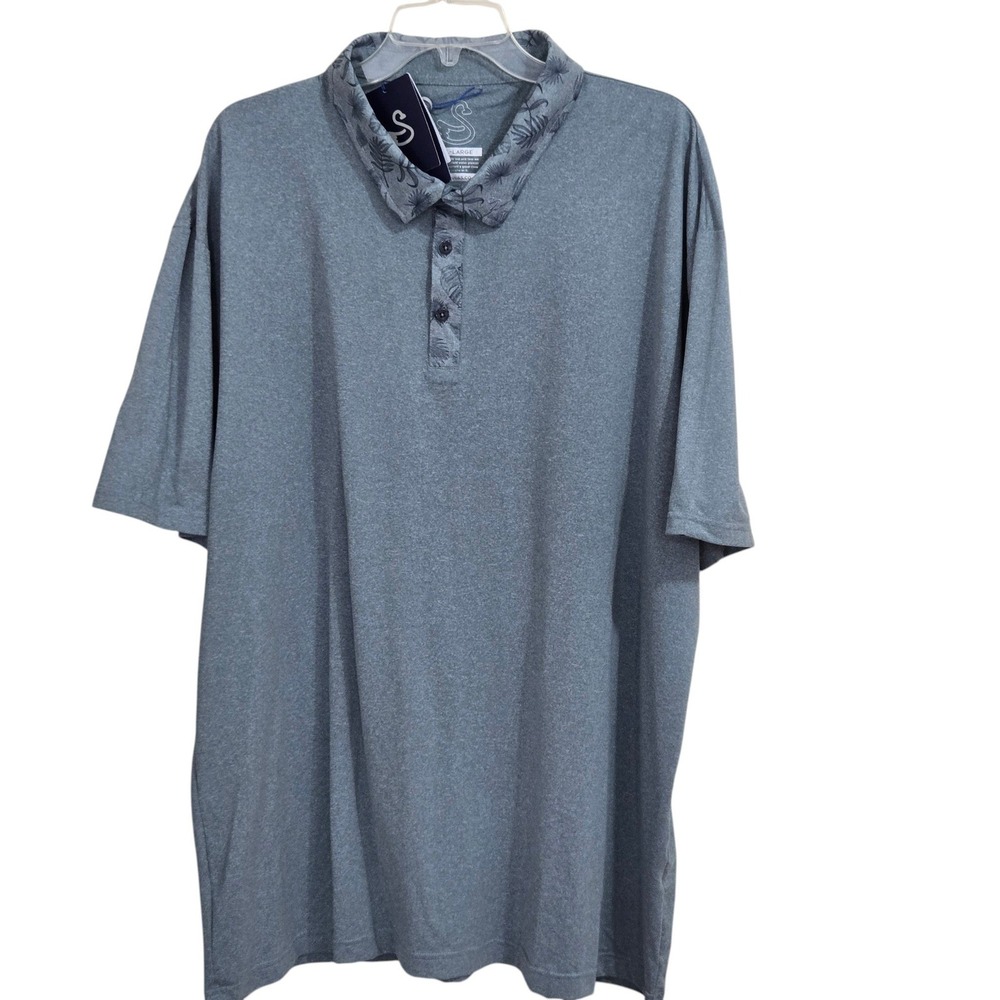 Swannies‎ Hanson Golf Polo Mens 3XL Storm Gray Printed Collar Performance Shirt